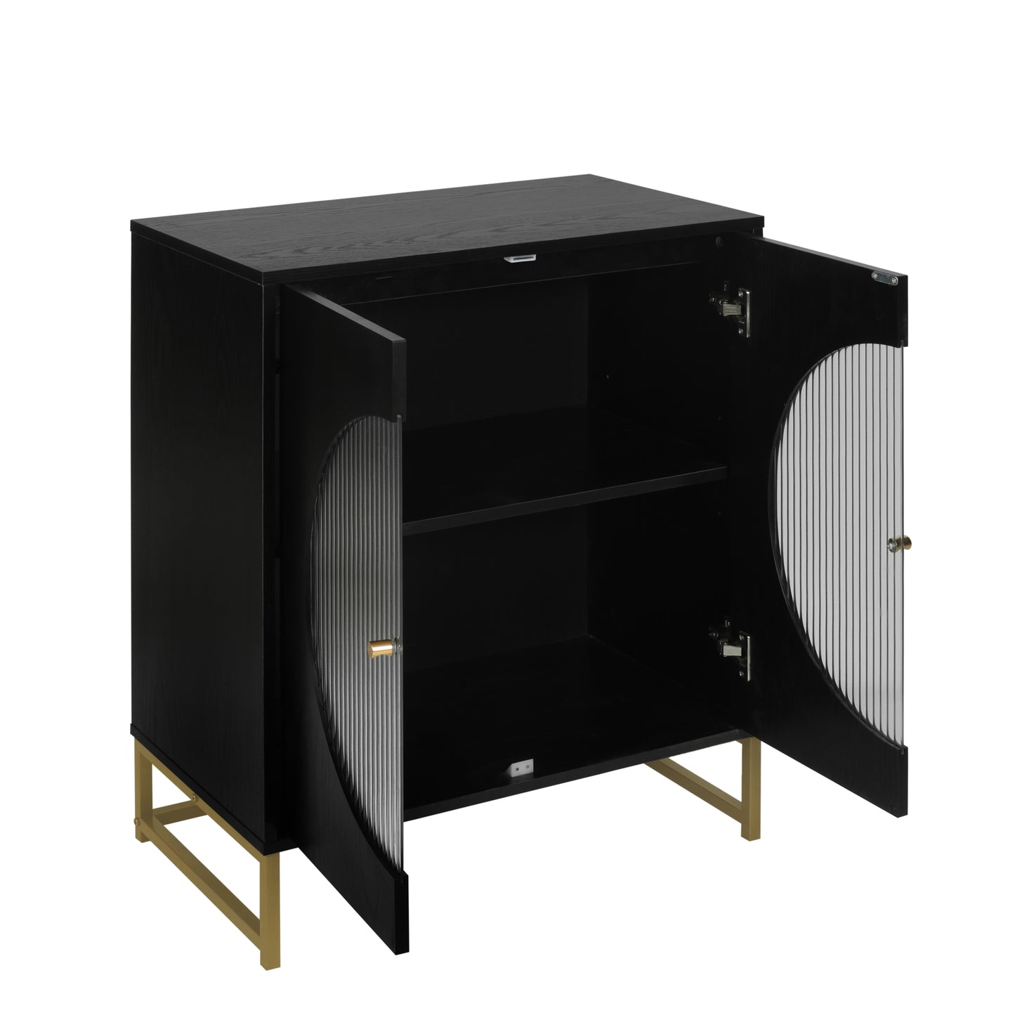 Black Storage Cabinet with Glass Door, Sideboard Buffet Cabinet for Kitchen,Dining Room