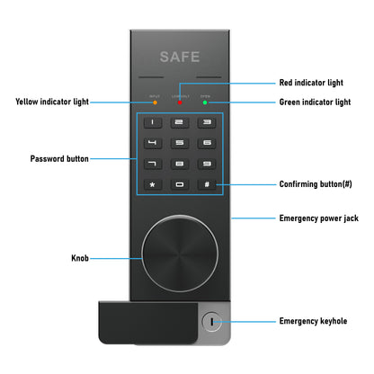 Digital Security Safe Box with alarm , Lock Box Safe with Inner Cabinet LED Light, Home Safe for Money Jewelry Documents, black