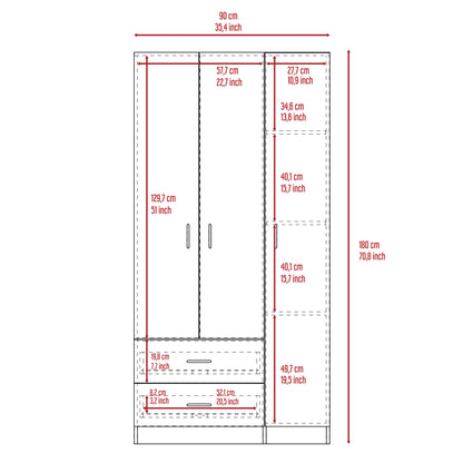 Rowaton 2-Drawer 3-Door  Armoire Light Oak