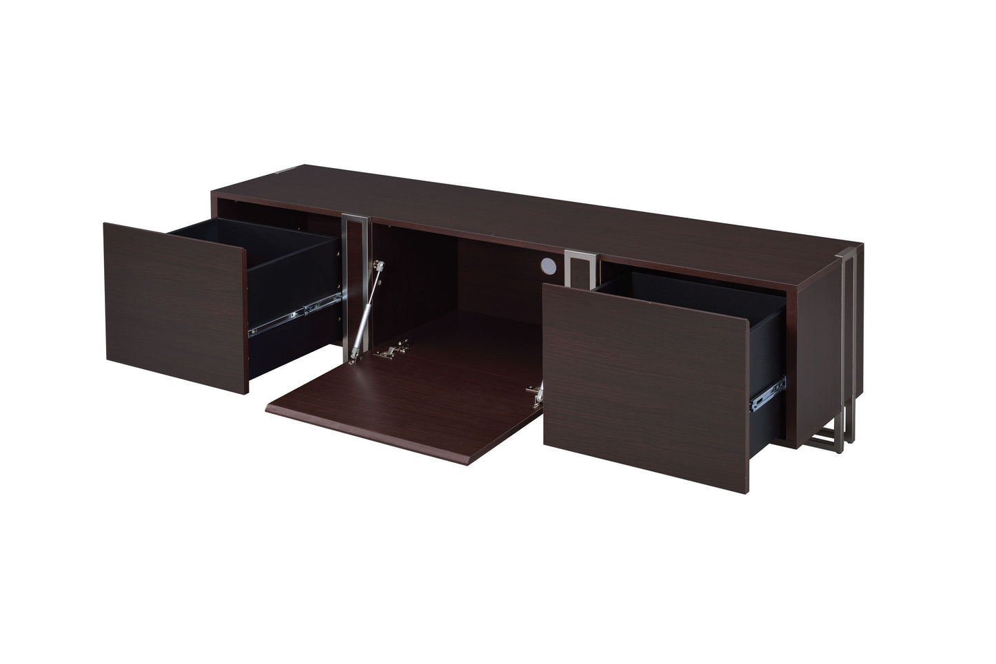 ACME Cattoes TV Stand in Dark Walnut & Nickel 91795