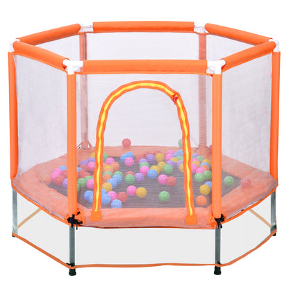 55'' Toddlers Trampoline with Safety Enclosure Net and Balls, Indoor Outdoor Mini Trampoline for Kids