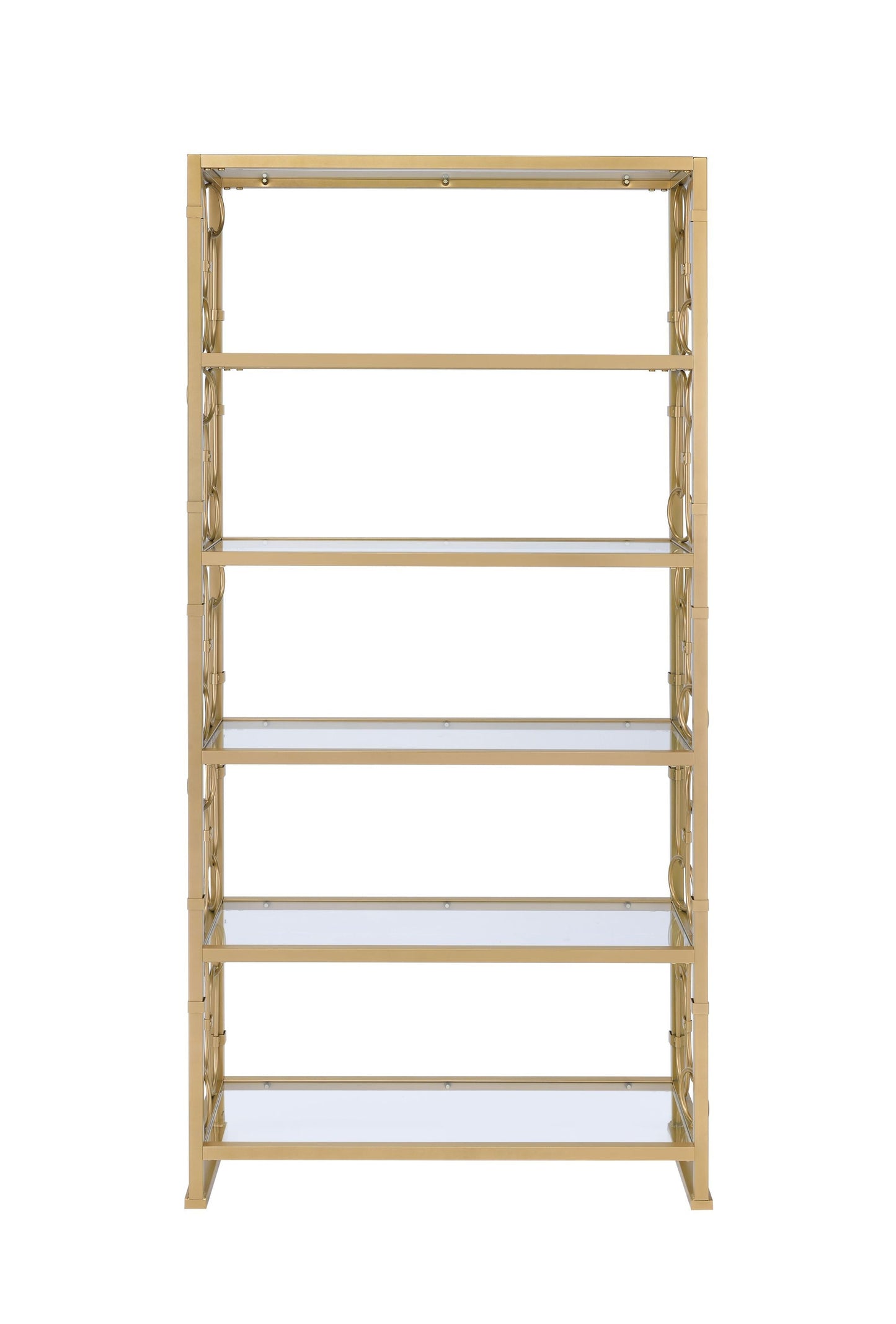 ACME Milavera Bookshelf in Gold & Clear Glass 92470