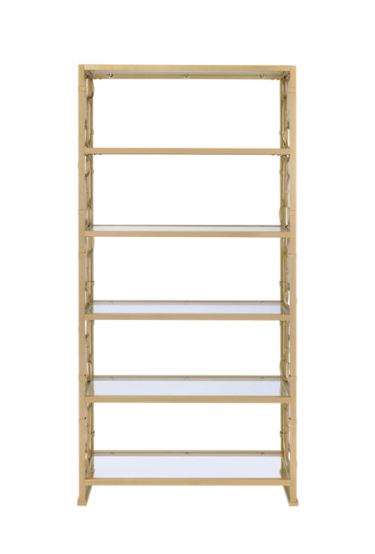 ACME Milavera Bookshelf in Gold & Clear Glass 92470