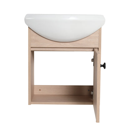 Small Size 18 Inch Bathroom Vanity With Ceramic Sink,Wall Mounting Design(KD-PACKING)-G-BVB02318PLO