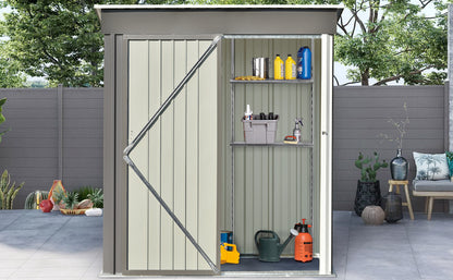 TOPMAX Patio 5ft Wx3ft. L Garden Shed, Metal Lean-to Storage Shed with Adjustable Shelf and Lockable Door, Tool Cabinet for Backyard, Lawn, Garden, Gray