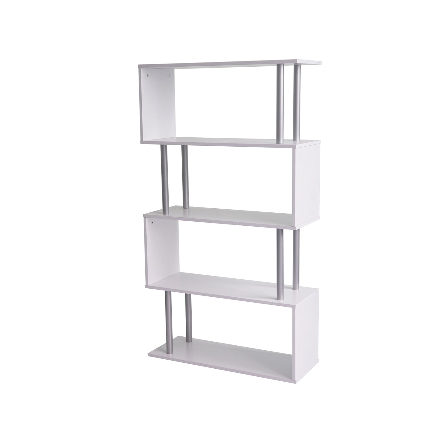 4-Tier Geometric Bookcase, White