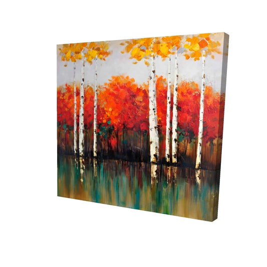 Birches by fall - 32x32 Print on canvas