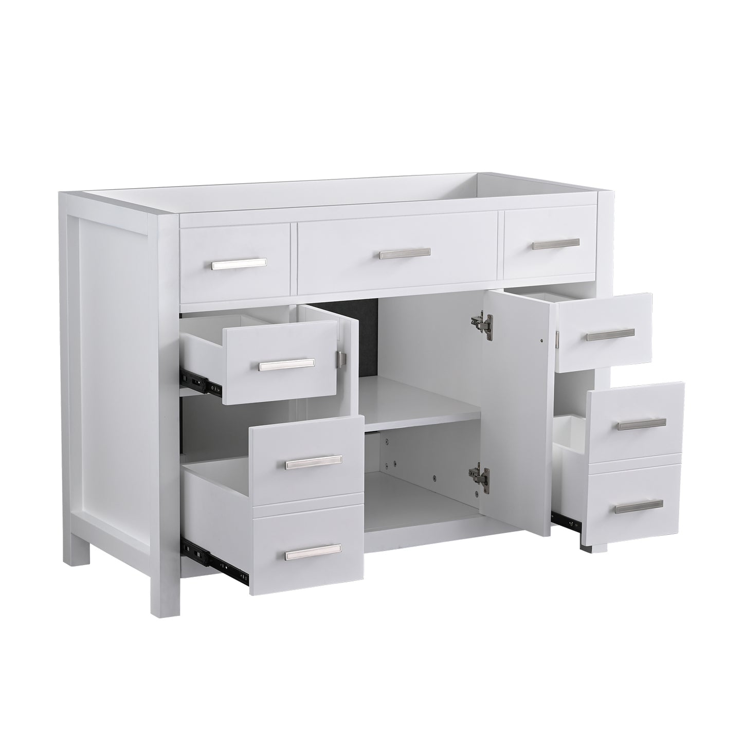 48 Inch Bathroom Storage Cabinet with Two Doors and Drawers in White, Vanity Base only