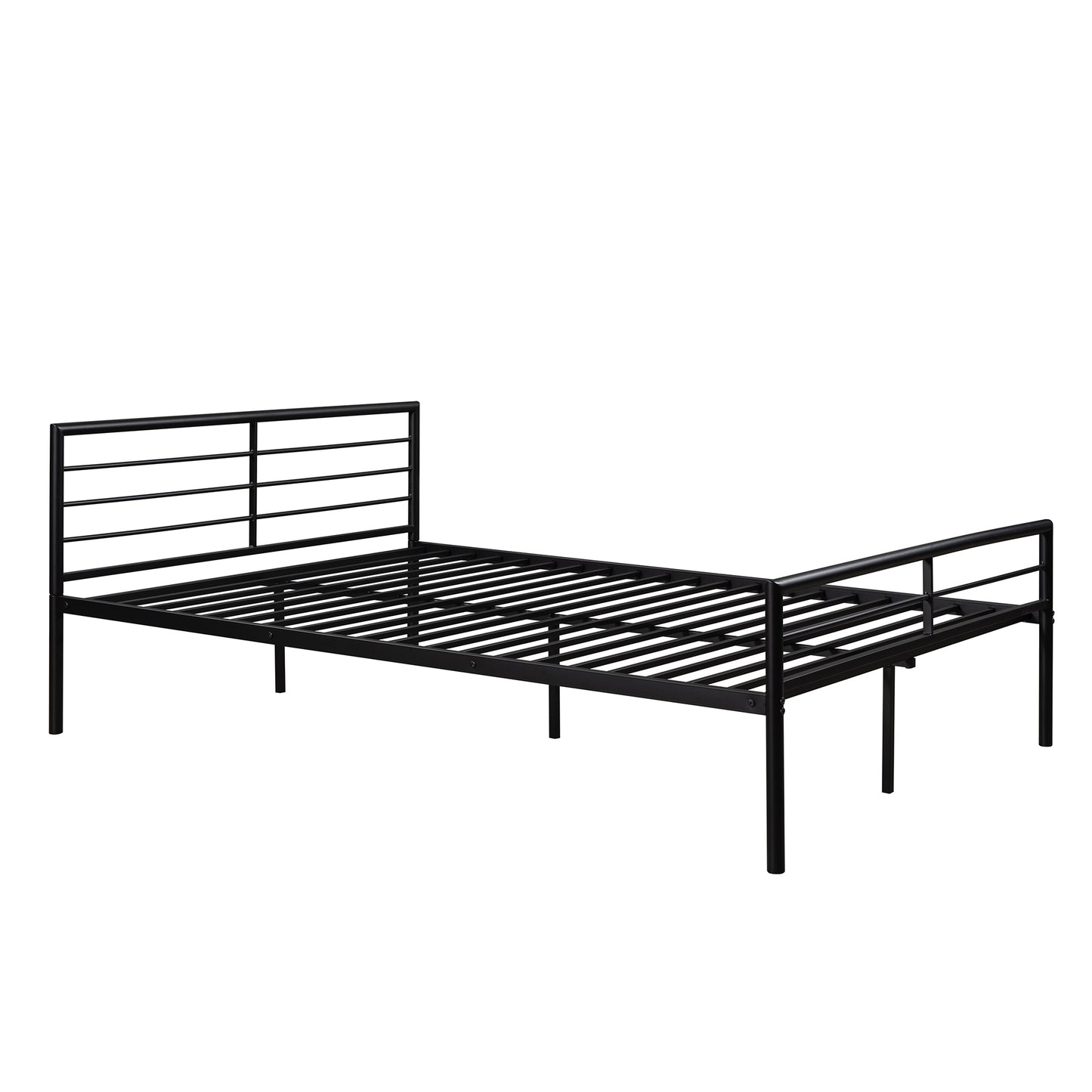 Twin Over Full Metal Bunk Bed with Desk, Ladder and Quality Slats for Bedroom, Metallic Black（OLD SKU :LP000092AAB）