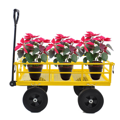 Tools cart Wagon Cart Garden cart trucks make it easier to transport firewood （Yellow colour）