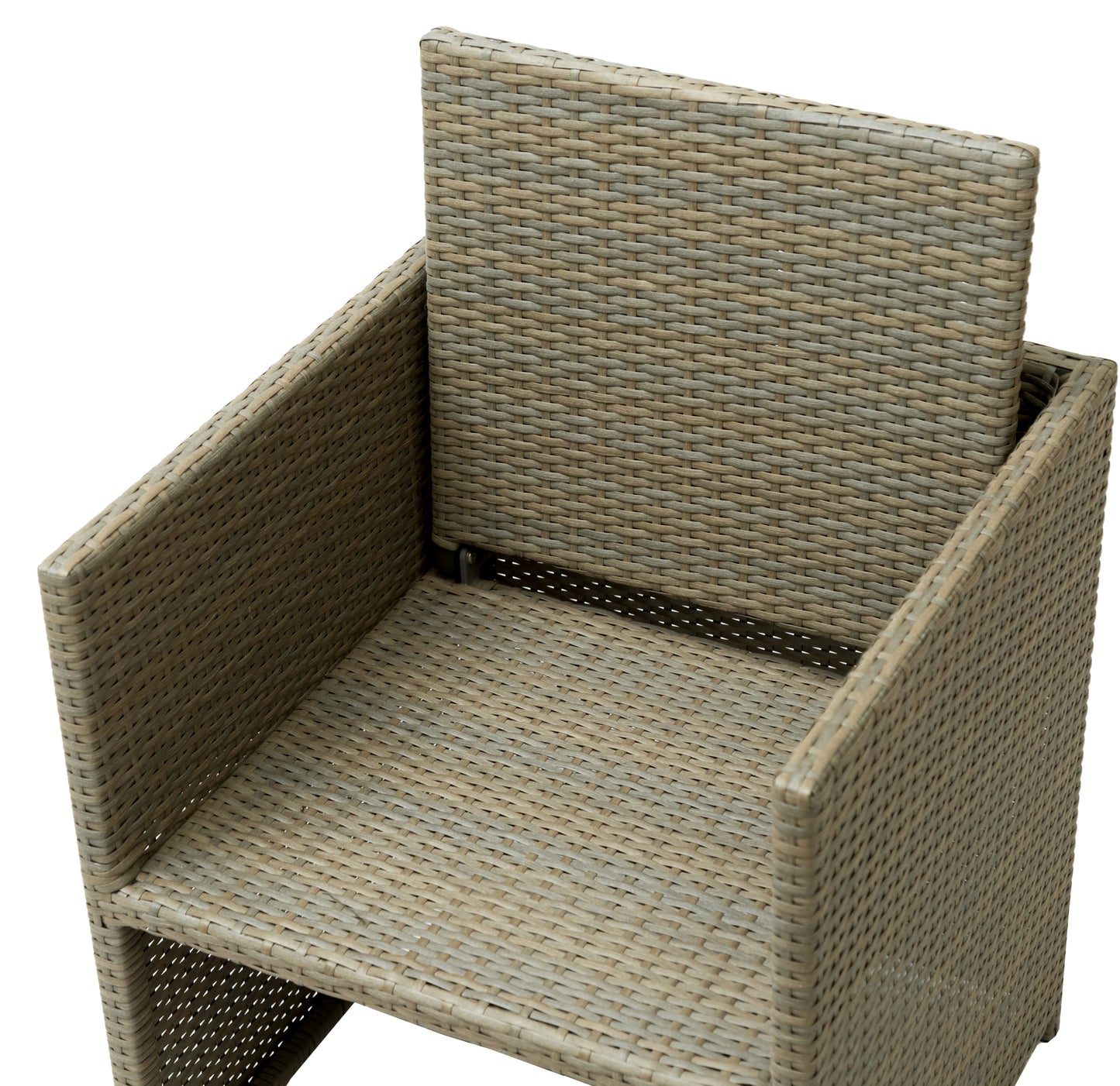 9 all-weather PE rattan terrace outdoor dining dialogue combination, with coffee table, chair, foot mat storage, detachable cushion (brown rattan, beige cushion)