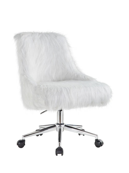 ACME Arundell II Office Chair in White Faux Fur & Chrome Finish OF00122