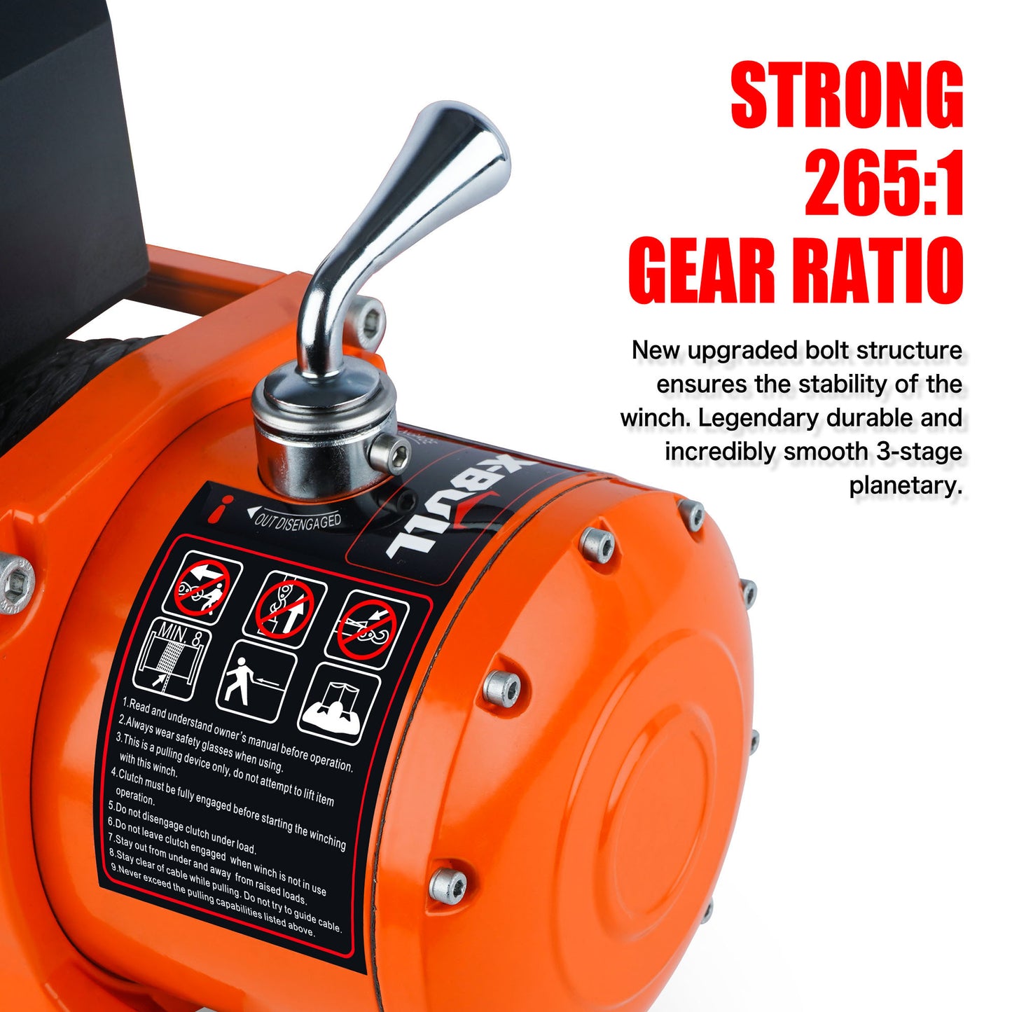 X-BULL 12V Synthetic Rope Winch-13000 lb. Load Capacity Premium Electric Winch  (orange)