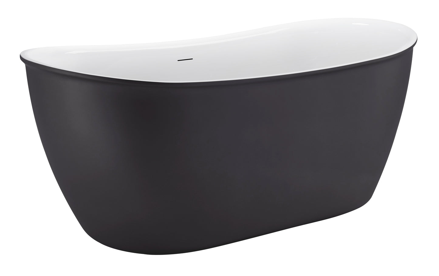 59" 100% Acrylic Freestanding Bathtub，Contemporary Soaking Tub，white inside and gray outside