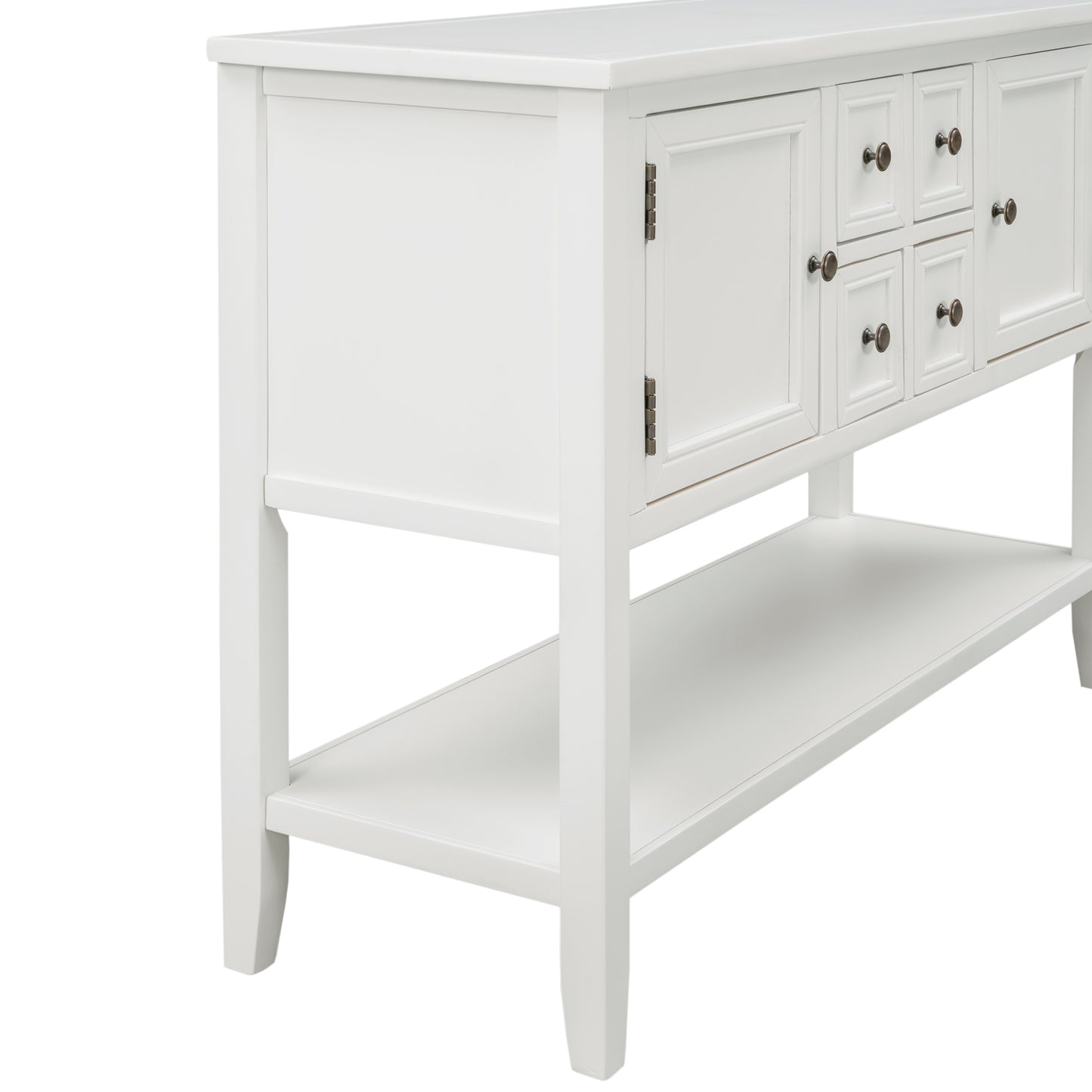 TREXM  Cambridge Series Buffet Sideboard Console Table with Bottom Shelf (White)