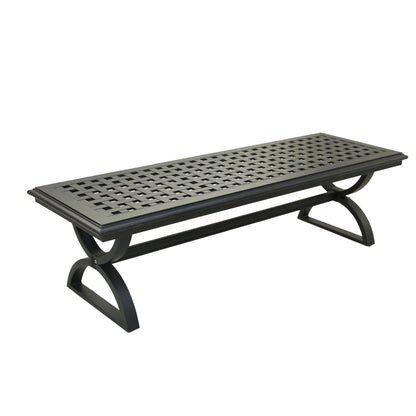 Outdoor Aluminum Bench with Cushion, Dark Lava Bronze/Dupione Brown