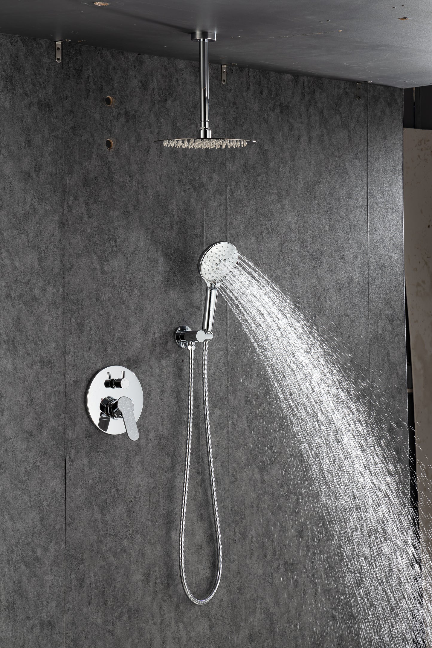 Black Shower System, Ceiling Rainfall Shower Faucet Sets Complete of High Pressure, Rain Shower Head with Handheld, Bathroom 10\\\'\\\' Shower Combo with Rough-in Valve Included