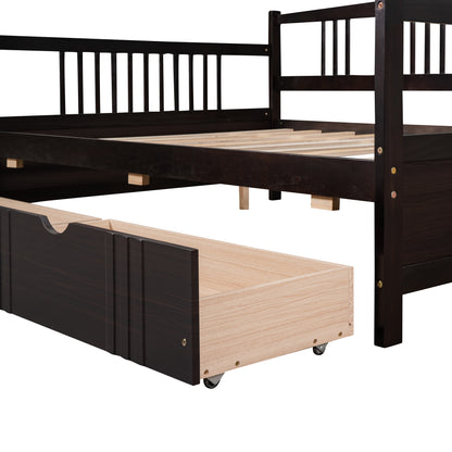 Full Size Daybed Wood Bed with Two Drawers,Espresso（OLD  SKU:LP000058AAP）