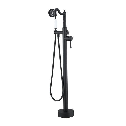 Freestanding Bathtub Faucet with Hand Shower Hand in Matte Black