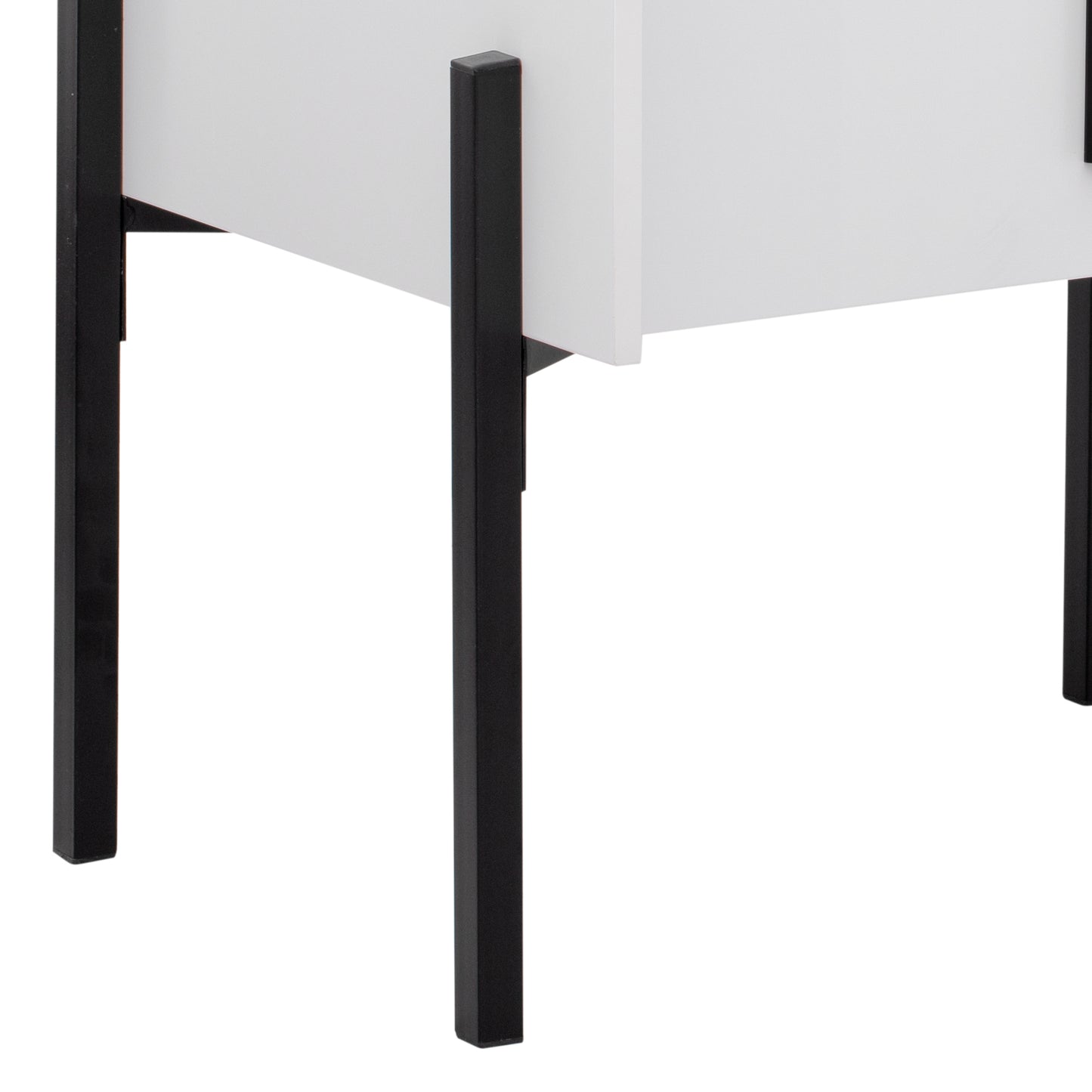 Nightstand with Drawer ,Storage Bedside Table with USB Charging Ports- White