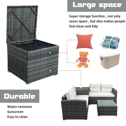 U_STYLE Outdoor Furniture Sofa Set with Large Storage Box