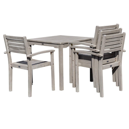 5-Piece Eucalyptus Dining Set, Driftwood Gray Finish