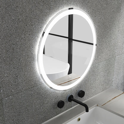 32 in. Round Wall-Mounted Dimmable LED Bathroom Vanity Mirror with Defogger and Bluetooth Music Speaker