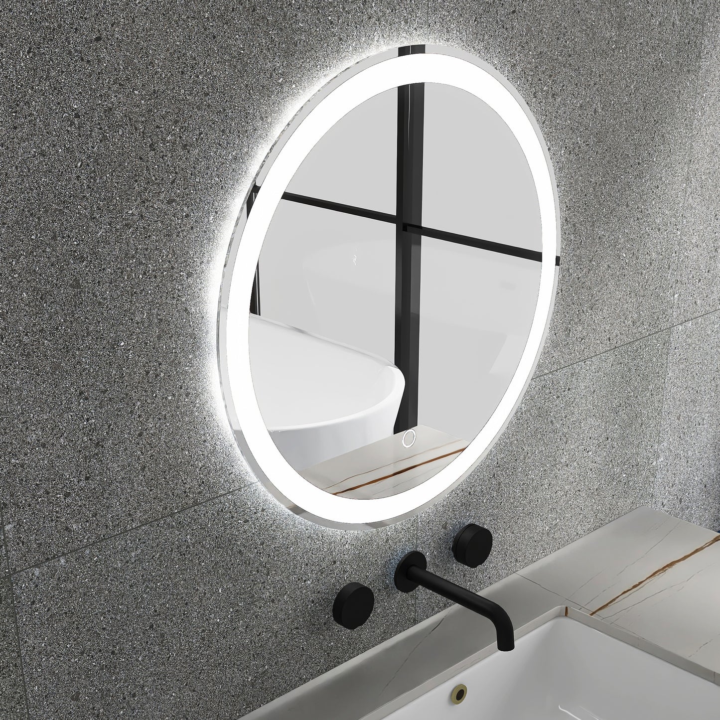 24 in. Round Wall-Mounted Dimmable LED Bathroom Vanity Mirror with Defogger and Bluetooth Music Speaker