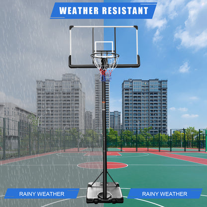 Portable Basketball Hoop Backboard System Stand Height Adjustable 7.5ft - 10ft with 48 Inch Backboard and Wheels for Adults Teens Outdoor Indoor Basketball Goal Game Play Set