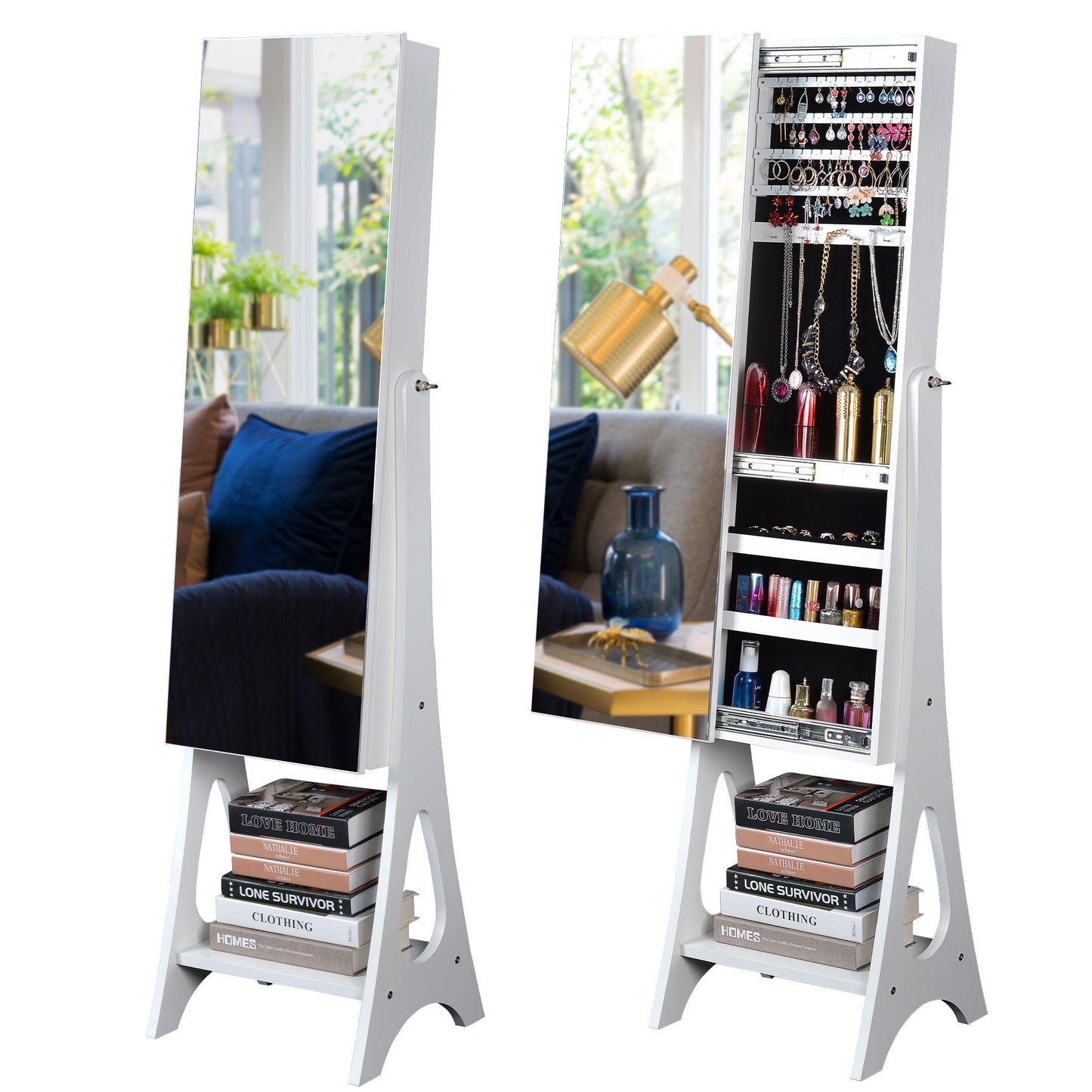 Full Mirror  Simple Jewelry Storage Mirror Cabinet