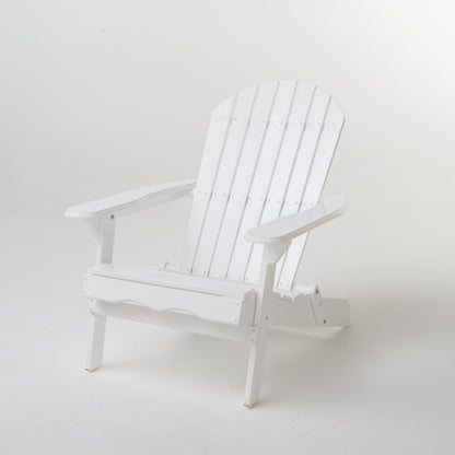 Milan Outdoor Acacia Folding White  Adirondack Chair