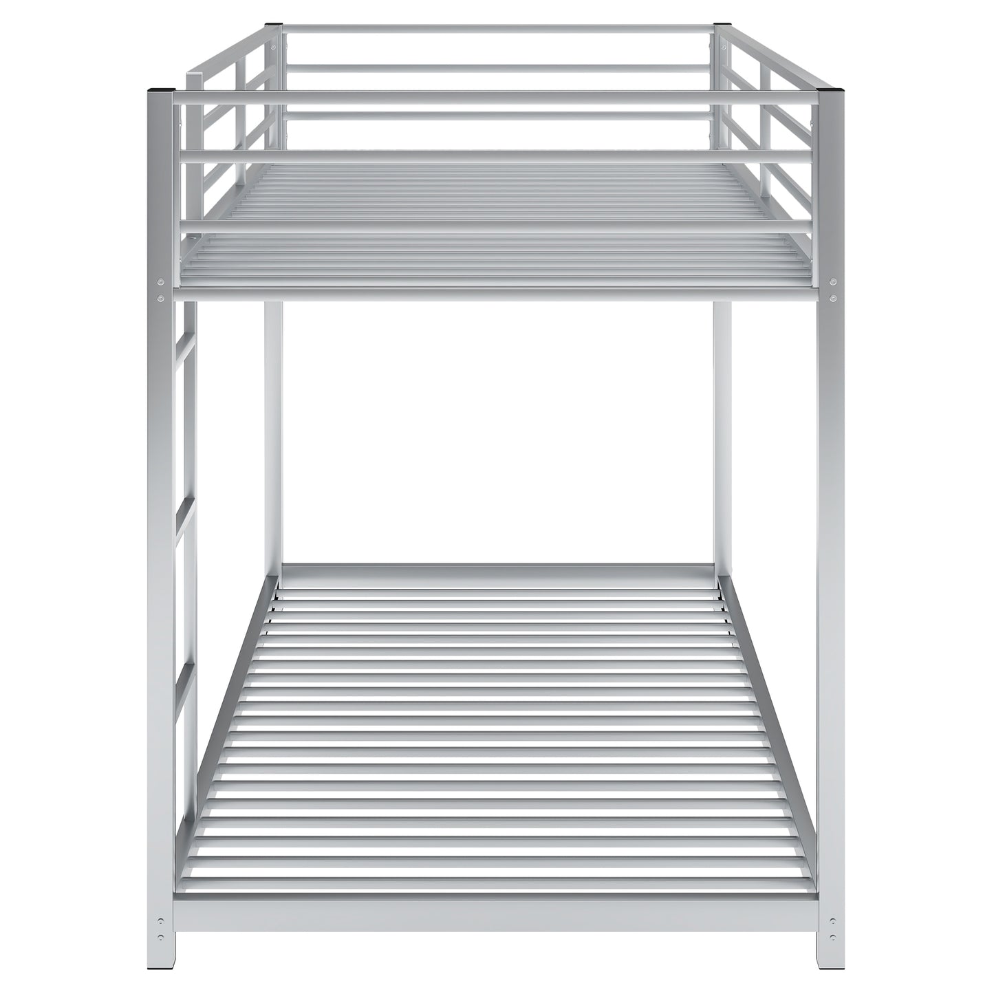 Twin over Twin Metal Bunk Bed, Low Bunk Bed with Ladder,Silver(OLD SKU:WF282465AAN)