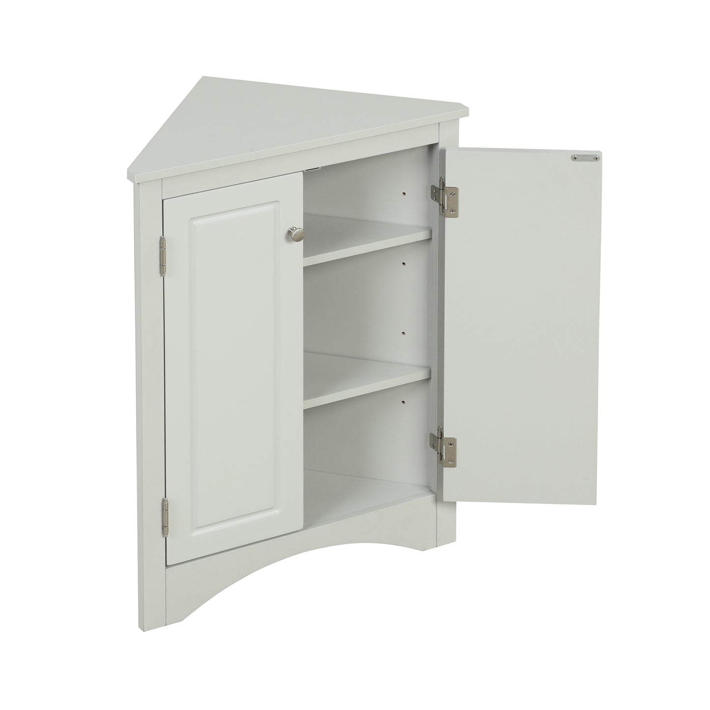 Grey Triangle Bathroom Storage Cabinet with Adjustable Shelves, Freestanding Floor Cabinet for Home Kitchen