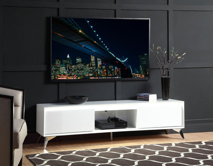 ACME Raceloma TV stand , LED, White & Chrome Finish 91995