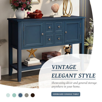 TREXM  Cambridge Series Buffet Sideboard Console Table with Bottom Shelf (Light Navy)