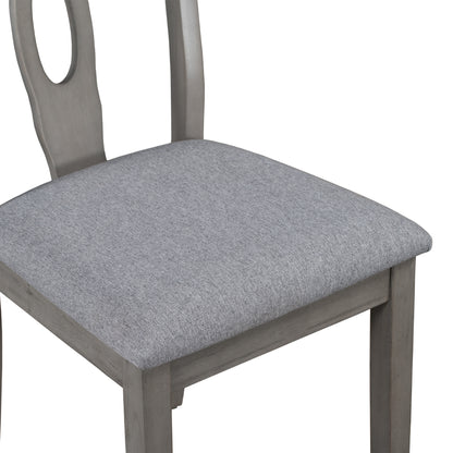 TOPMAX Rustic Wood Padded Dining Chairs for 4, Grey