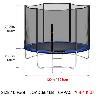 10FT TRAMPOLINE with L-zipper-TX