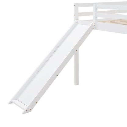 Loft Bed with Slide, Multifunctional Design, Full (White)(OLD SKU :WF281157AAK)