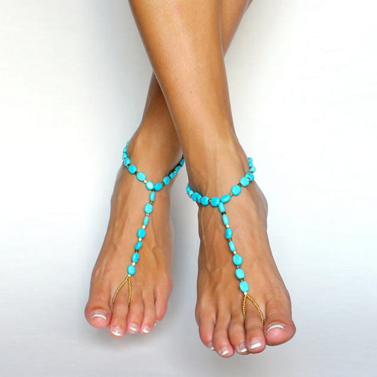 Barefoot Beauty Turquoise Anklet Set by VistaShops