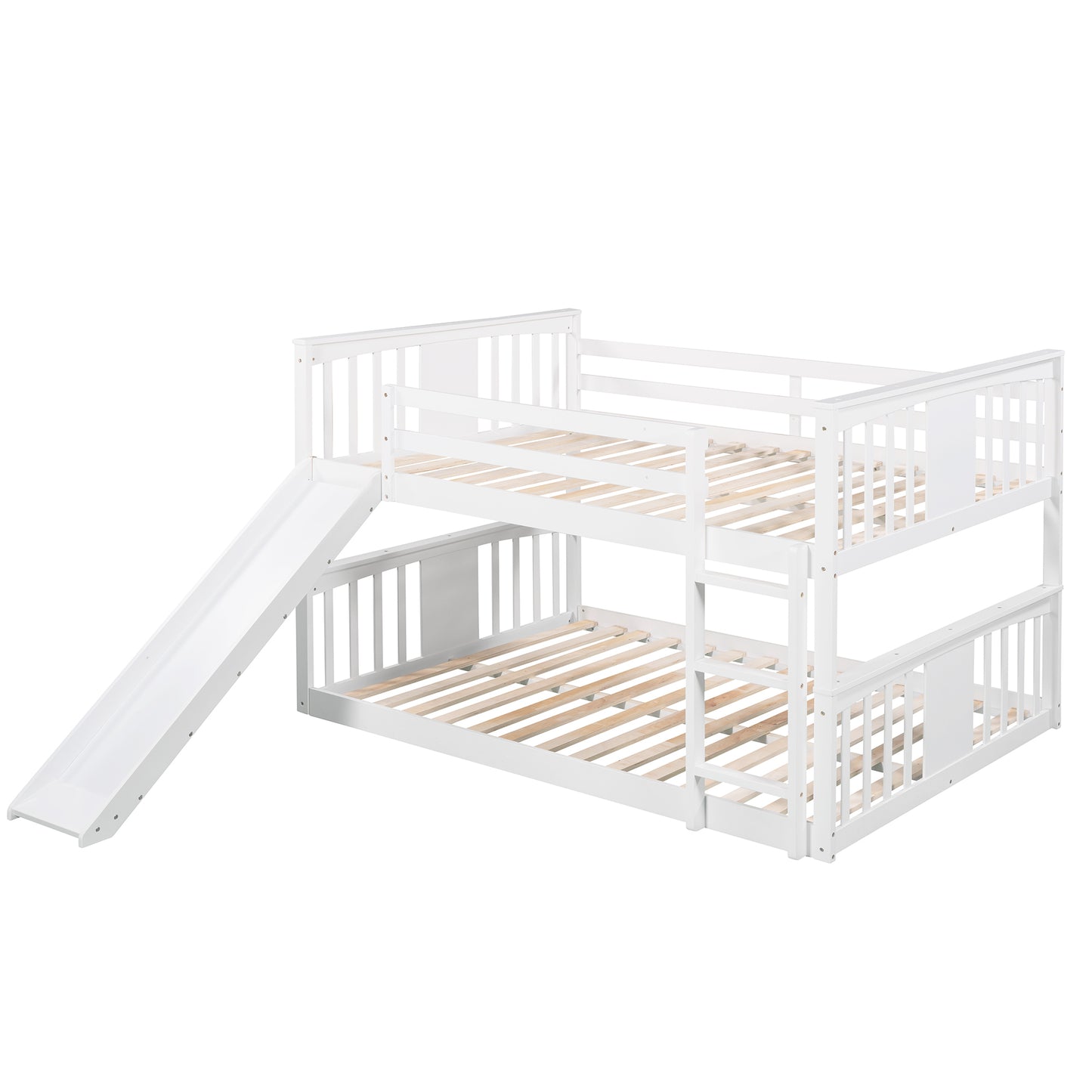 Full Over Full Bunk Bed with Ladder with Slide, White (Old SKU :LP000208AAK)