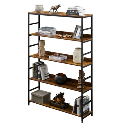 [VIDEO] 5-Tier Home Office Bookcase Open Bookshelf Storage Large 5 Shelf Bookshelf Furniture with Metal Frame, Brown