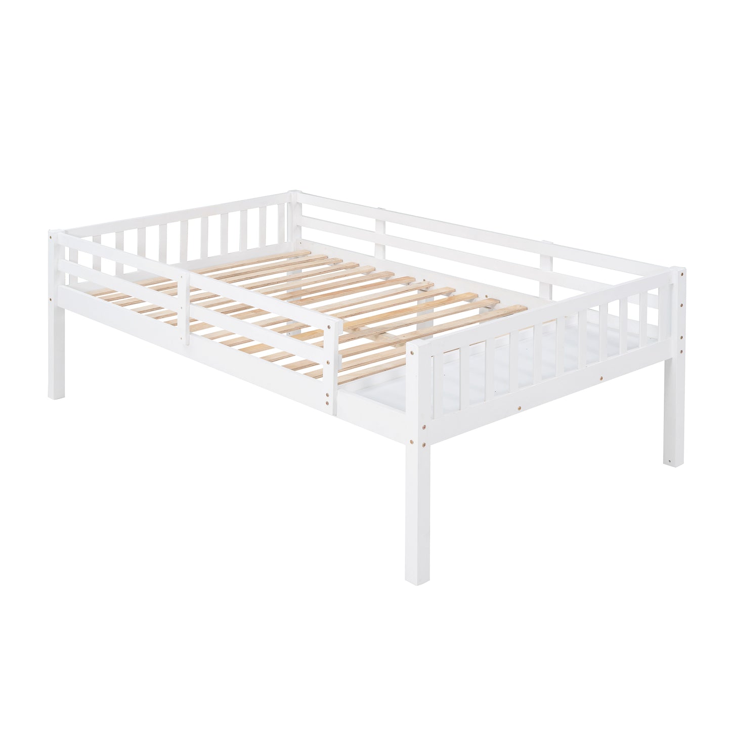 Full Over Twin & Twin Bunk Bed, Wood Triple Bunk Bed with Drawers and Guardrails  (White) （OLD SKU:LP000143AAK）