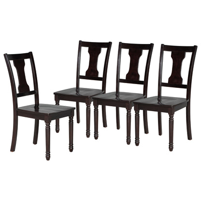 TREXM Classic Dining Set Wooden Table and 4 Chairs with Bench for Kitchen Dining Room, Espresso (Set of 6)