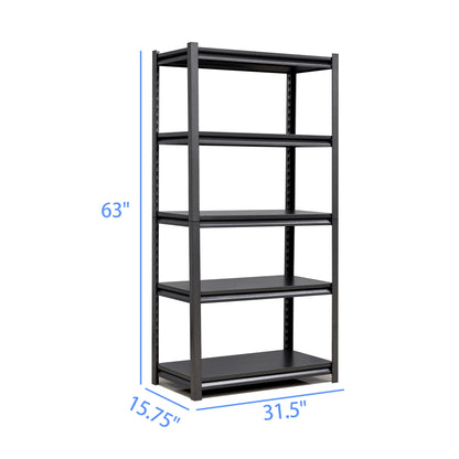 5-Tier Adjustable Metal Shelving Unit, Heavy Duty Shelving Utility Rack for garage Basement Kitchen Pantry Closet  31.5"W x 15.7"D x 63"H