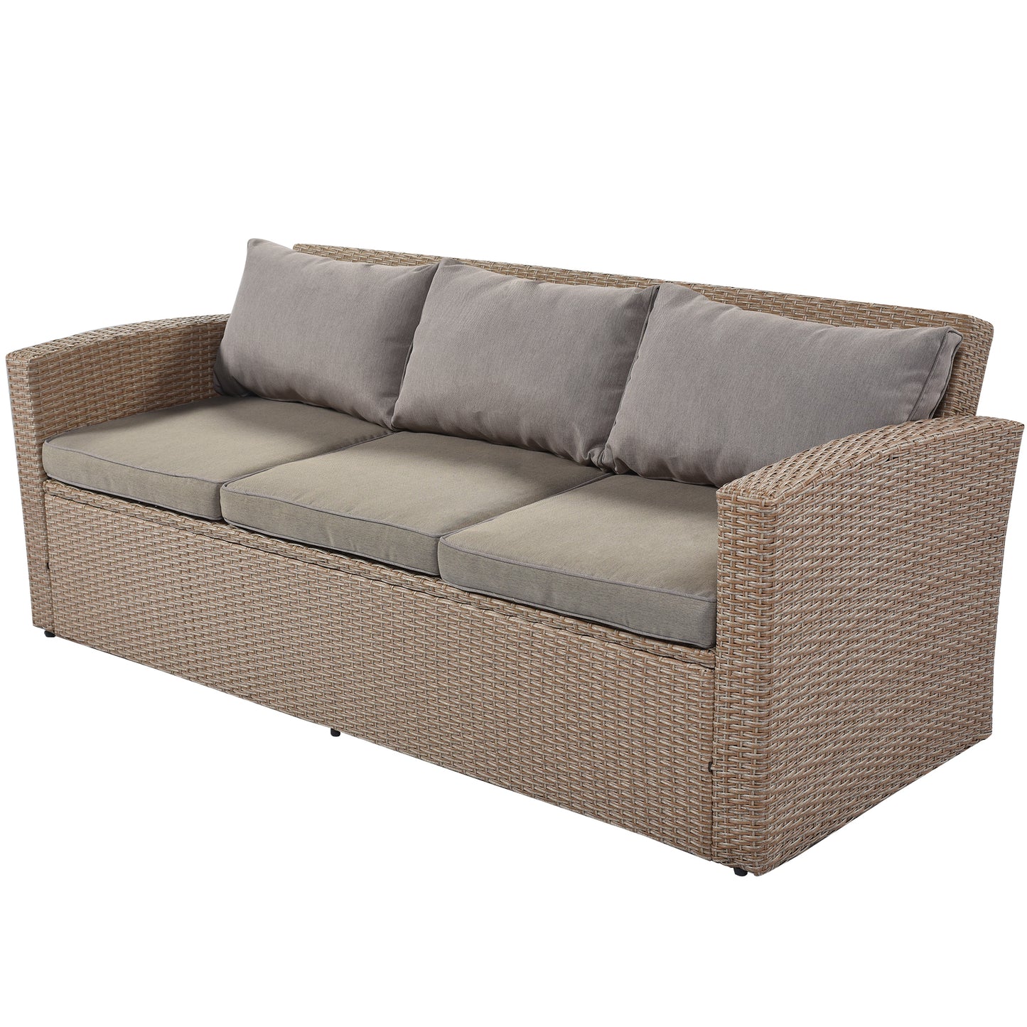 U_STYLE Outdoor Patio Furniture Set 4-Piece Conversation Set Wicker Furniture Sofa Set with Grey Cushions