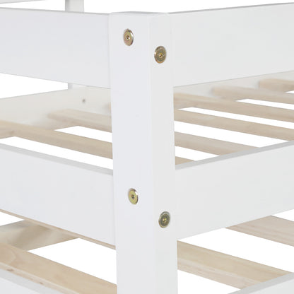 Full over Full Bunk Bed with Twin Size Trundle (White)(OLD SKU :LP000033AAK)