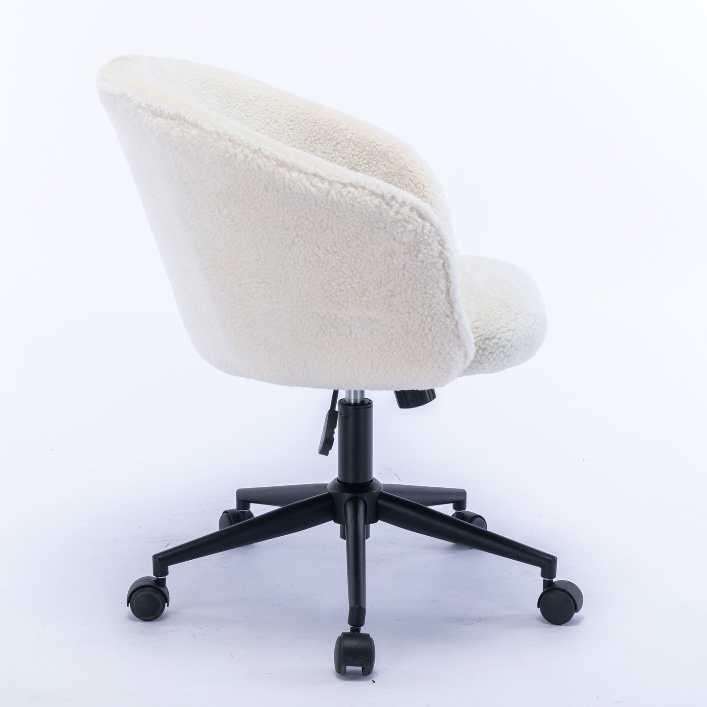 HengMing Desk Chair Faux Fur Task Chair,Modern Cute Accent Armchair  Swivel Makeup Stool for Bedroom, White