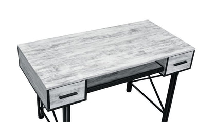 ACME Settea Computer Desk, Antique White & Black Finish 92797