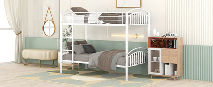 Twin Over Twin Metal Bunk Bed,Divided into Two Beds(White)（OLD SKU:MF280424AAK）