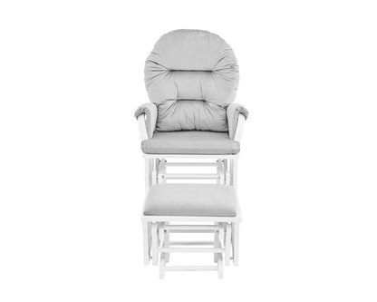 Madison Glider and Ottoman White Wood and Gray Fabric